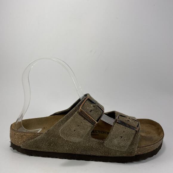 Birkenstock Arizona Sandals Womens Size 38 US 7-7.5 Tan Suede Slide - Picture 1 of 10